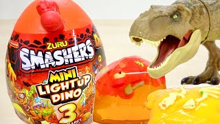 スライムから隠れたパーツを取り出してT-REX & 骨格 テリジノサウルスを組み立て♪SHASHERS MINI LIGHTUP DINO