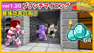 【100爆クラフト】鉱石大量ゲットできるブランチマイニング場作ってみた！『13日目』