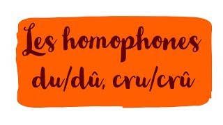 Classe inversée - Les homophones dû/du, crû/cru #5