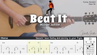 Beat It - Michael Jackson | Fingerstyle Guitar | TAB + Chords + Lyrics