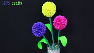 DIY How to make paper Ball Flowers | Round flowers | Paper flowers | Room decoration idea