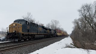 CSX I009 Intermodal Train Near Weedsport, NY Followed Swiftly by Amtrak 48! (1/24/24) [4K60]