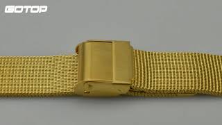 WS012 Gold Colored Stainless Steel Watch Bracelet With Safety Buckle