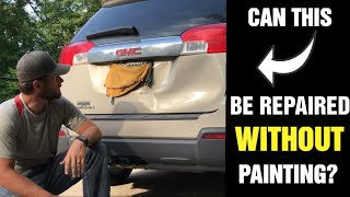 Mobile Paintless Dent Repair, Griffin Ga-Dent Repair on a Smashed GMC Terrain Liftgate