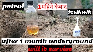 1 महिने के बाद  Petrol and Fevikwik की हालत देखकर आप चौक जाओगे/ buried Petrol and fevikwik