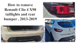 How to remove Renault Clio taillights and rear bumper X98 , 2013-2019