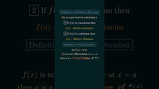 Definition of Relative Extrema, Definition of Critical Number