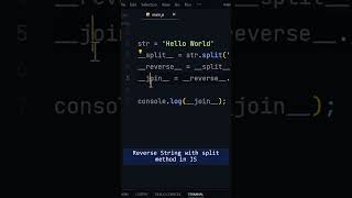 Reverse String in JavaScript with Split method #shorts #javascript #programming