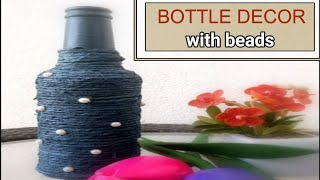 **बोतल की सजावट** Art Of Decorating Glass Bottle With Beads||DIY Craft Ideas Using Plastic Bottle