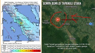 Gempa bumi dengan kekuatan: 6.0 SR, 25 km BaratLaut TAPANULIUTARA-SUMUT