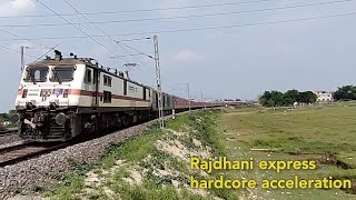 RAJDHANI EXPRESS : Dibrugarh Town Rajdhani express acceleration with WAP-7 creating good track sound