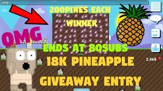 18K Pineapples GIVEAWAY Entry! Ends at 80Subs! l Growtopia giveaway