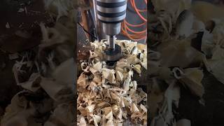 Drill a mortise in log drill press Will accept the tenon on another log #shorts #shortvideo #diy