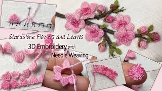 3D Spring Branch Embroidery: Amazing Needle Weaving Standalone Flowers and Leaves