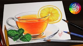 КАК НАРИСОВАТЬ СТЕКЛО / ПРОЗРАЧНЫЙ ОБЪЕКТ ЦВЕТНЫМИ КАРАНДАШАМИ 👍✔ How to draw glass