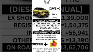 MAHINDRA XUV3X0 MX3 PRO DIESEL MANUAL ON ROAD PRICE