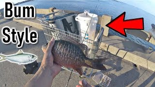 Bridge Fishing (Bum Style) - Mangrove Snapper & a Hungry Flounder!