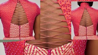 How to cut and sew a lace-up dress/ corset loops.