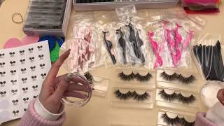 Beautiful mink lashes with case and colorful bags