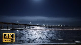 Sleepy Ocean Sounds at Night For Deep Sleep (4k Ambience)