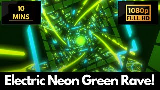 Electric Neon Green Rave Lights | VJ Loops Screensaver | 10 MINUTE Action Wallpaper & Background!