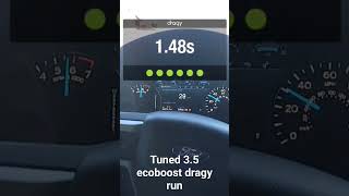 Tuned 3.5 Ecoboost 2018 F150 dragy run. 5,700 lbs fully loaded 502a package screw. 5 star E50