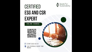 Certified Expert in ESG and Corporate Social Responsibility |Online Course |SIGN UP NOW