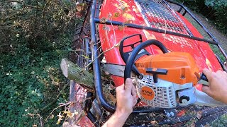 Ťažba agátu a prvý krst zetora, rozbité okno a skoro aj strecha, Amles, Stihl 261, práca v lese