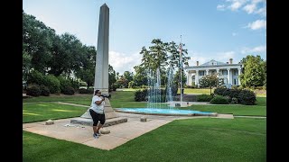 Brandy Mitchell leads a solitary protest against the Meriwether Monument