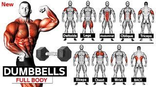 FULL BODY WORKOUT WITH DUMBBELLS ( Leg - Chest -Triceps - Biceps - Back - Shoulder - Forearms )