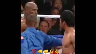 Mayweather intense look after the bell ##boxingknockout #mannypacquiao #floydmayweather