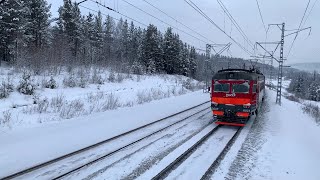 Russian trains in winter on Transsib and BAM. "Square" EDs and freight trains