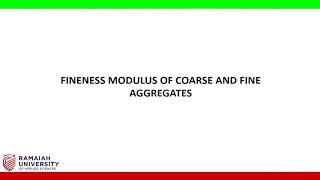 Fineness Modulus of Fine Aggregates and Coarse Aggregates