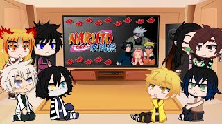 Tanjiro, Inosuke, Zenitsu, Nezuko e os Hashiras reagindo a Naruto || Parte 1