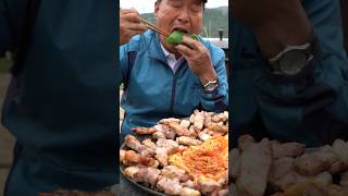 짚불에 초벌한 삼겹살의 맛은?! #먹방 #shorts #요리