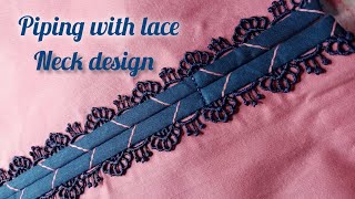 neck design boot piping and lace with cutting stitching