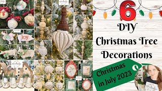 6 DIY Christmas Tree Decorations | Christmas in July | IOD | French Country Farmhouse | Thrift Flip