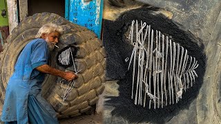 We are Repairing Huge Tire Sidewall | Smartly Repair Monster Tire | Complete Process