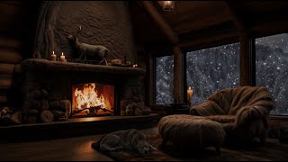 Relaxing Blizzard with Fireplace Crackling I fall Asleep | Winter wonderland | Cozy Winter Ambience