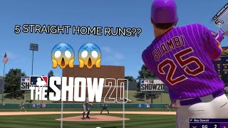 5 STRAIGHT HOME RUNS? A RECORD? MLB THE SHOW 20 DIAMOND DYNASTY