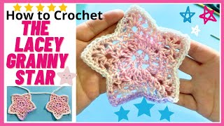 How to Crochet the Lacey Granny Star Motif / Applique   //  SS268