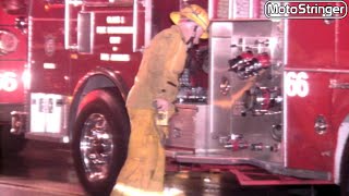 Car Crashes into Los Angeles City Fire Engine 66