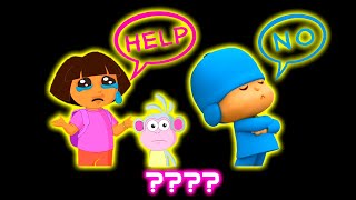 Pocoyo & Dora "Help Us & No" Sound Variations in 35 Seconds | Tweet