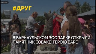 В барнаульском зоопарке "Лесная сказка" открыли памятник собаке-герою Варе