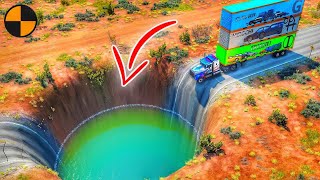 Cars Vs Multiple Dangerous Potholes | Slow vs High Speed Pothole Crossing | Beamng.Drive |