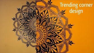 Wall painting trends || corner wall painting || mandala art on wall || simple wall designing