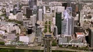 Aerial Footage The business district of Paris La Defense,  view from East