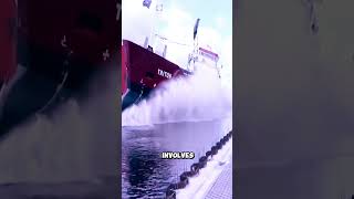 Giant ship launching to water 🚢  #ship #shorts #ocean