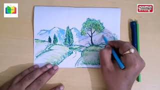 Green Grass valley easy Drawing ||How to draw easy Nature landscape #india #viral #art #youtube