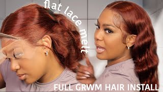 PERFECT DEEP MIDDLE PART AUBURN LACE FRONTAL MELT WIG INSTALL,TIPS FOR BEGINNERS ft. Beautyforever